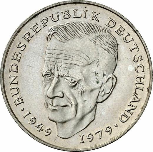 Аверс монеты - 2 марки 1987 года G "Курт Шумахер" - цена  монеты - Германия, ФРГ