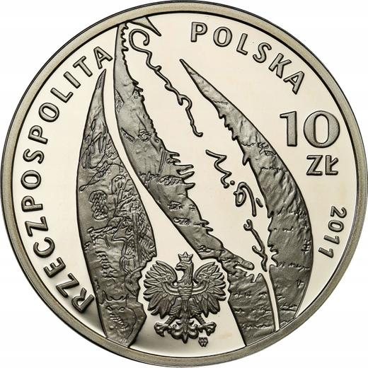 Аверс монеты - 10 злотых 2011 года MW RK "100 лет со дня рождения Чеслава Милоша" - цена серебряной монеты - Польша, III Республика после деноминации