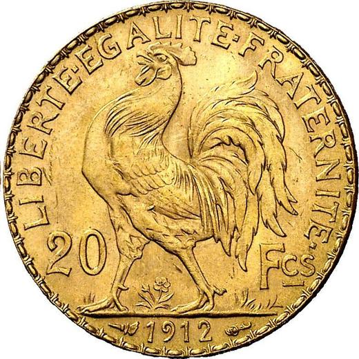 Reverse 20 Francs 1912 "Type 1907-1914" Paris - France, Third Republic
