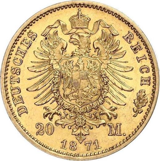 Reverso 20 marcos 1871 A "Prusia" - valor de la moneda de oro - Alemania, Imperio alemán