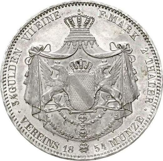 Реверс монеты - 2 талера 1854 года - цена серебряной монеты - Баден, Фридрих I