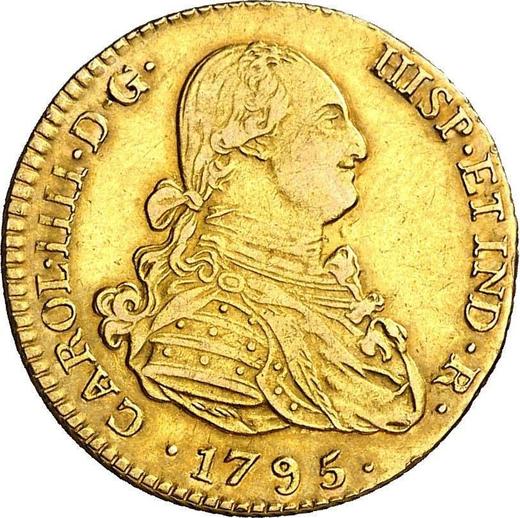 Awers monety - 2 escudo 1795 M M - cena złotej monety - Hiszpania, Karol IV