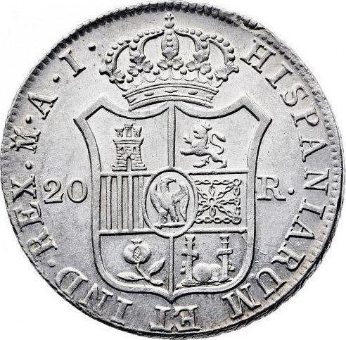 Реверс монеты - 20 реалов 1809 года M AI - цена серебряной монеты - Испания, Жозеф Бонапарт