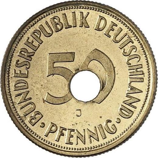 Аверс монеты - 50 пфеннигов 1950 года J Латунное покрытие - цена  монеты - Германия, ФРГ