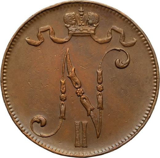 Аверс монеты - 5 пенни 1910 года - цена  монеты - Финляндия, Великое княжество
