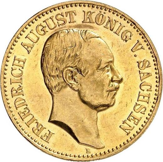 Аверс монеты - 20 марок 1914 года E "Саксония" - цена золотой монеты - Германия, Германская Империя