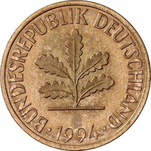 Реверс монеты - 2 пфеннига 1994 года J - цена  монеты - Германия, ФРГ