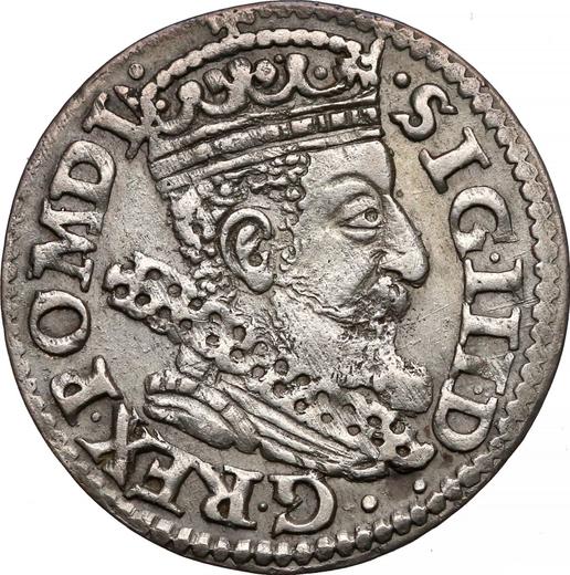 Аверс монеты - Трояк (3 гроша) 1606 года "Краковский монетный двор" - цена серебряной монеты - Польша, Сигизмунд III Ваза