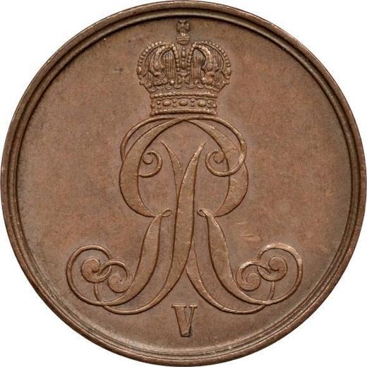 Аверс монеты - 2 пфеннига 1853 года B - цена  монеты - Ганновер, Георг V
