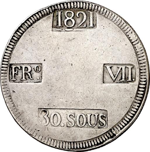 Anverso 30 sueldos (sous) 1821 - valor de la moneda de plata - España, Fernando VII