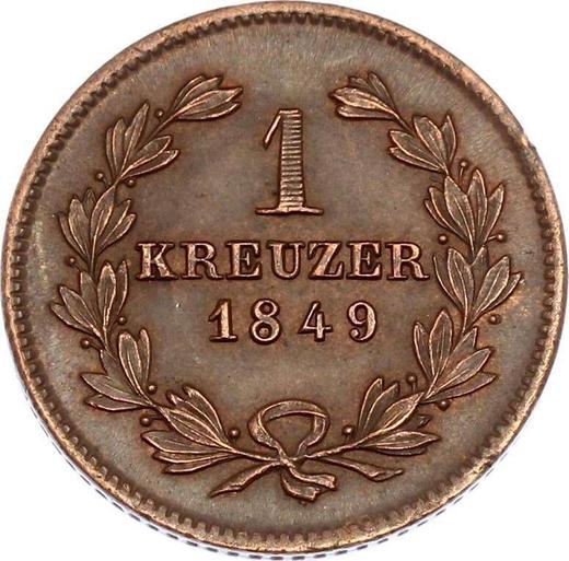 Реверс монеты - 1 крейцер 1849 года - цена  монеты - Баден, Леопольд
