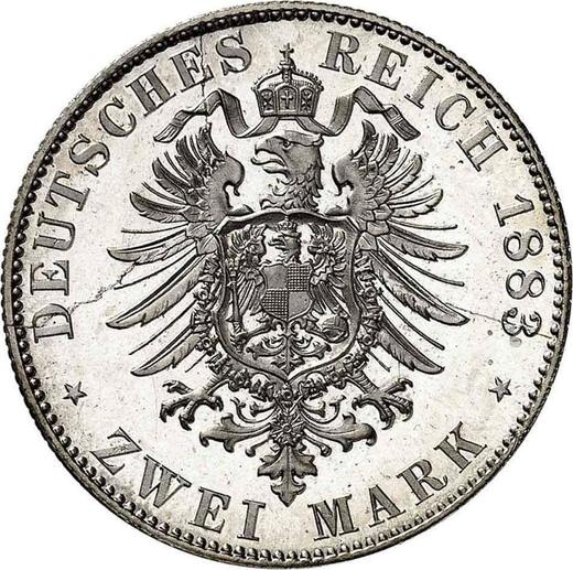 Reverso 2 marcos 1883 F "Würtenberg" - valor de la moneda de plata - Alemania, Imperio alemán
