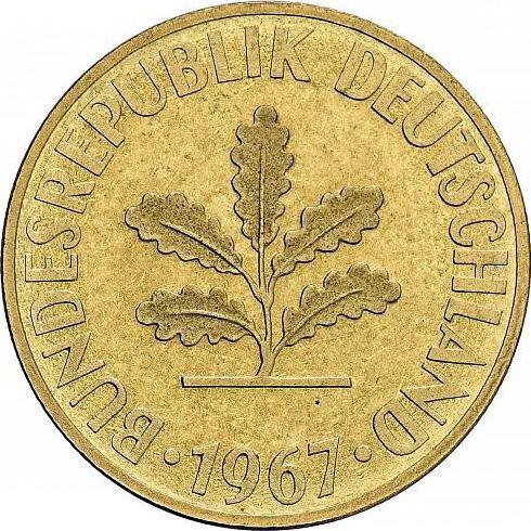Реверс монеты - 10 пфеннигов 1950-2001 года Гурт гладкий - цена  монеты - Германия, ФРГ