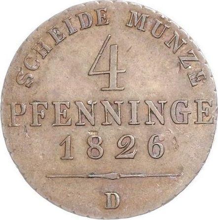 Reverso 4 Pfennige 1826 D - valor de la moneda  - Prusia, Federico Guillermo III