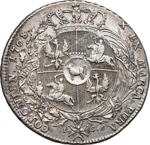 Reverso Tálero 1768 IS Canto con patrón - valor de la moneda de plata - Polonia, Estanislao II Poniatowski