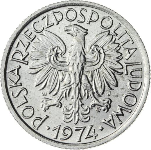 Аверс монеты - 2 злотых 1974 года MW "Колосья и фрукты" - цена  монеты - Польша, Народная Республика