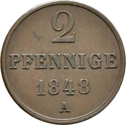 Реверс монеты - 2 пфеннига 1848 года A - цена  монеты - Ганновер, Эрнст Август