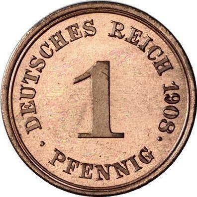 Аверс монеты - 1 пфенниг 1908 года E "Тип 1890-1916" - цена  монеты - Германия, Германская Империя