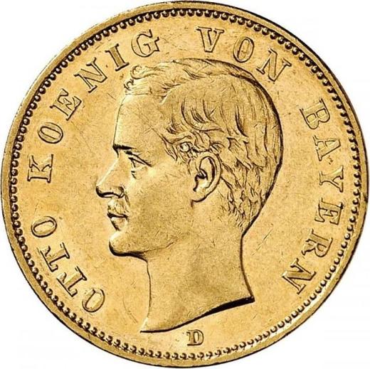 Аверс монеты - 20 марок 1900 года D "Бавария" - цена золотой монеты - Германия, Германская Империя