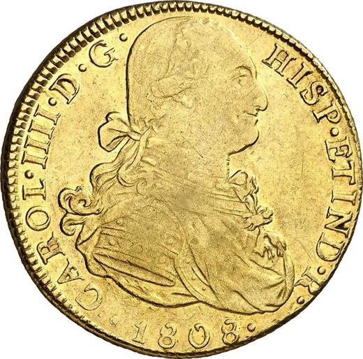 Awers monety - 8 escudo 1808 JP - cena złotej monety - Peru, Karol IV