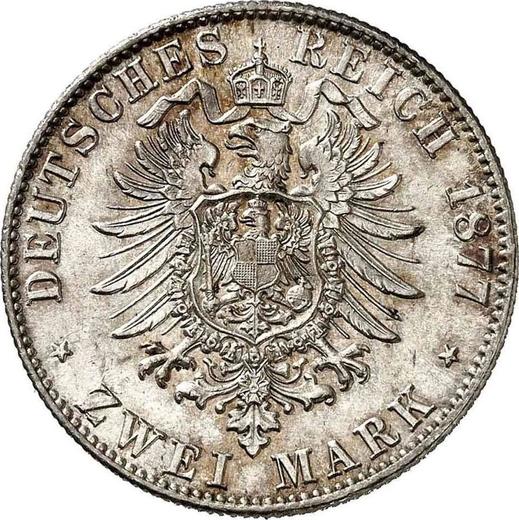 Rewers monety - 2 marki 1877 G "Badenia" - cena srebrnej monety - Niemcy, Cesarstwo Niemieckie