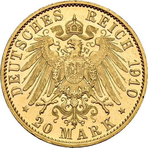 Реверс монеты - 20 марок 1910 года A "Пруссия" - цена золотой монеты - Германия, Германская Империя