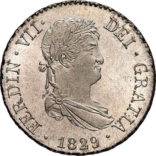 Аверс монеты - 2 реала 1829 года M AJ - цена серебряной монеты - Испания, Фердинанд VII