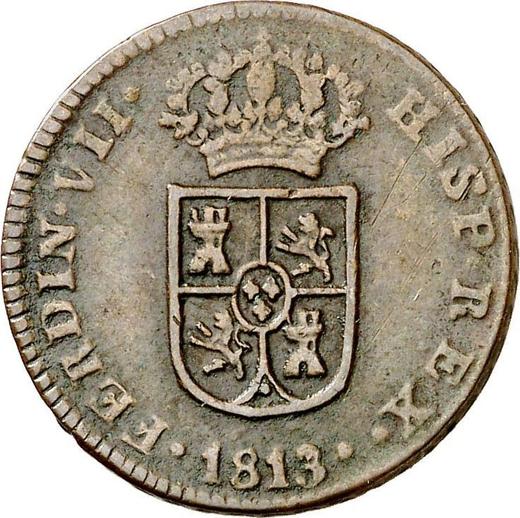 Obverse 1 Cuarto 1813 "Catalonia" Denomination in a frame -  Coin Value - Spain, Ferdinand VII