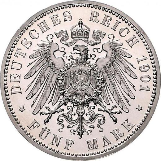 Reverso 5 marcos 1901 A "Sajonia-Altemburgo" - valor de la moneda de plata - Alemania, Imperio alemán