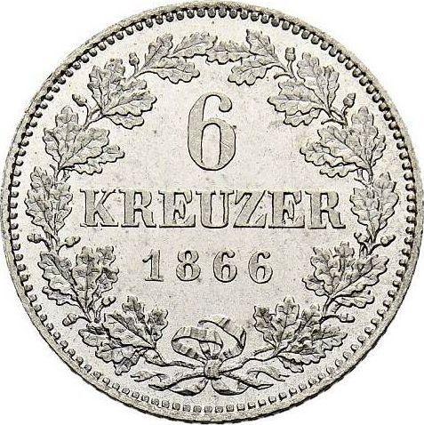 Rewers monety - 6 krajcarów 1866 - cena srebrnej monety - Bawaria, Ludwik II