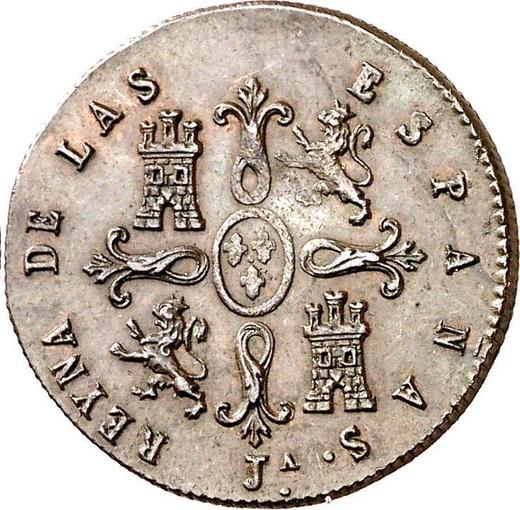 Реверс монеты - 2 мараведи 1849 года Ja - цена  монеты - Испания, Изабелла II