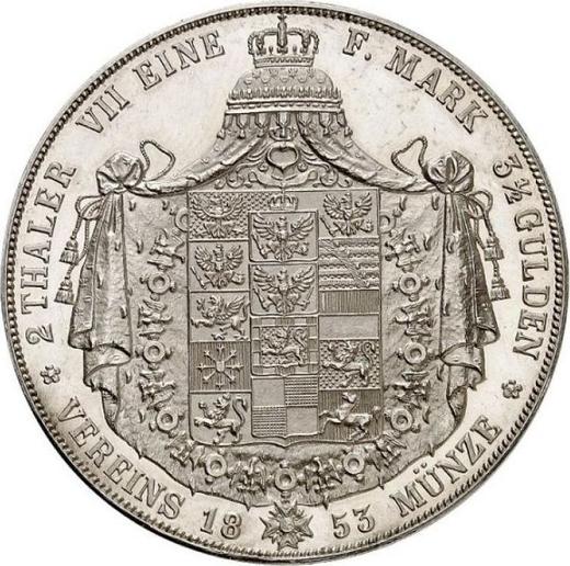 Reverso 2 táleros 1853 A - valor de la moneda de plata - Prusia, Federico Guillermo IV