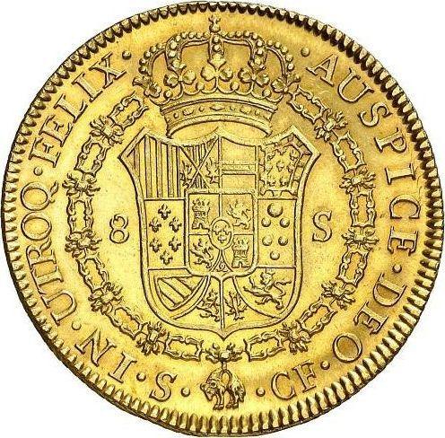 Реверс монеты - 8 эскудо 1772 года S CF - цена золотой монеты - Испания, Карл III