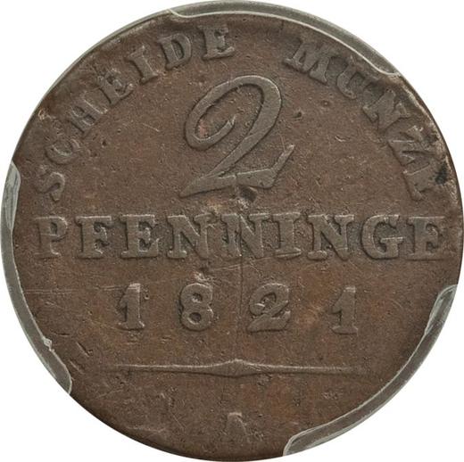 Anverso 2 Pfennige 1821-1840 A Moneda incusa - valor de la moneda  - Prusia, Federico Guillermo III