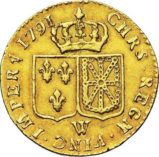 Reverse Louis d'Or 1791 W Lille - France, Louis XVI