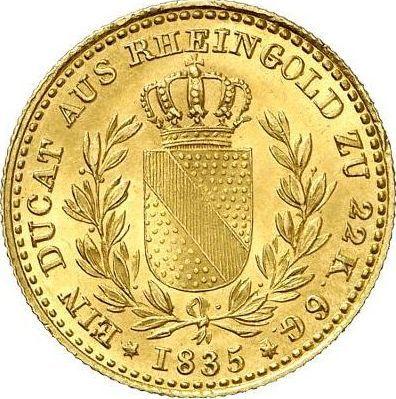 Rewers monety - Dukat 1835 D - cena złotej monety - Badenia, Leopold