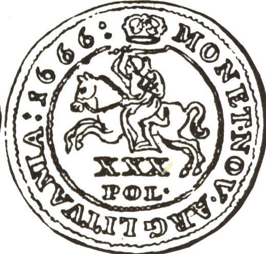 Reverso Prueba Złotówka (30 groszy) 1666 "Lituania" - valor de la moneda de plata - Polonia, Juan II Casimiro