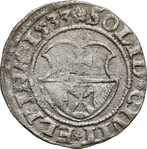 Аверс монеты - Шеляг 1533 года "Эльблонг" - цена серебряной монеты - Польша, Сигизмунд I Старый