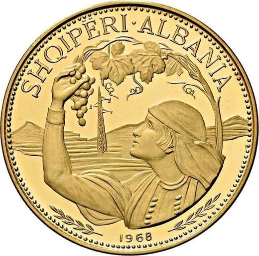 Аверс монеты - 100 леков 1968 года "Крестьянка" - цена золотой монеты - Албания, Народная Республика