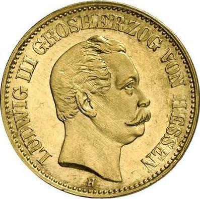 Аверс монеты - 20 марок 1874 года H "Гессен" - цена золотой монеты - Германия, Германская Империя