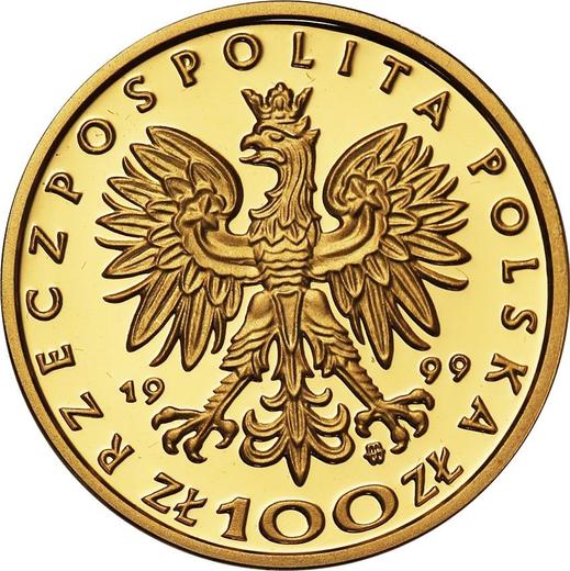 Аверс монеты - 100 злотых 1999 года MW ET "Сигизмунд II Август" - цена золотой монеты - Польша, III Республика после деноминации