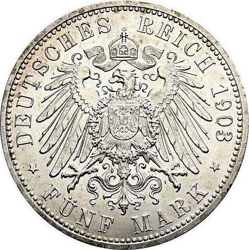 Rewers monety - 5 marek 1903 A "Saksonia-Weimar-Eisenach" Ślub - cena srebrnej monety - Niemcy, Cesarstwo Niemieckie