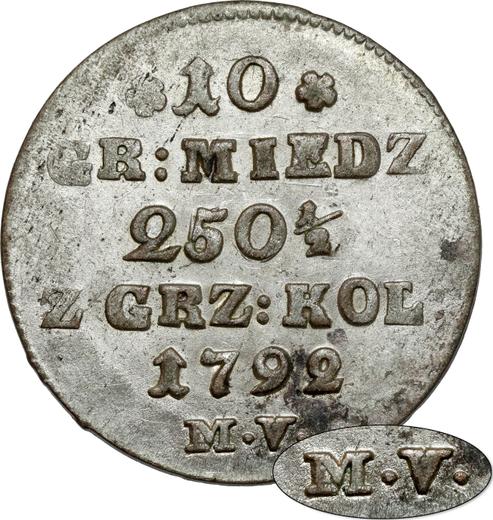 Rewers monety - 10 groszy 1792 MV - cena srebrnej monety - Polska, Stanisław II August