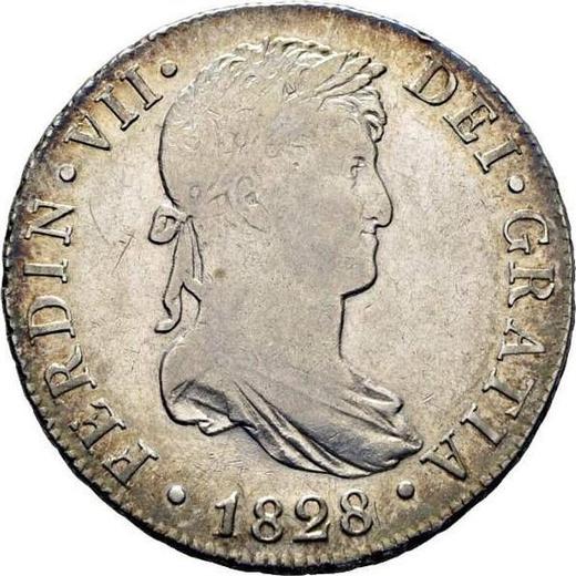 Аверс монеты - 4 реала 1828 года S JB - цена серебряной монеты - Испания, Фердинанд VII