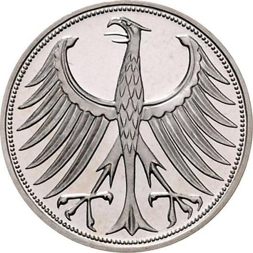 Реверс монеты - 5 марок 1967 года F - цена серебряной монеты - Германия, ФРГ