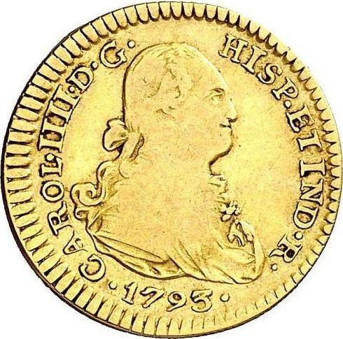 Аверс монеты - 1 эскудо 1793 года Mo FM - цена золотой монеты - Мексика, Карл IV