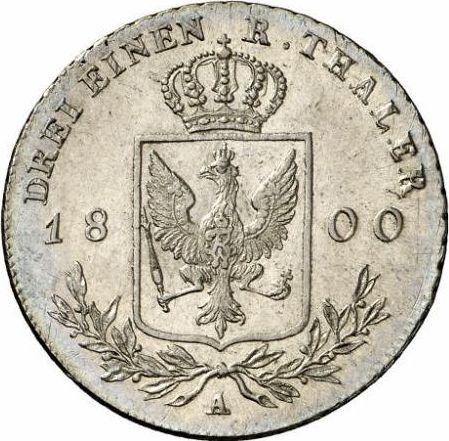 Reverso 1/3 tálero 1800 A - valor de la moneda de plata - Prusia, Federico Guillermo III
