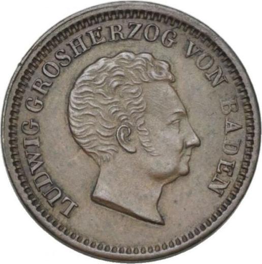 Аверс монеты - 1 крейцер 1829 года - цена  монеты - Баден, Людвиг I