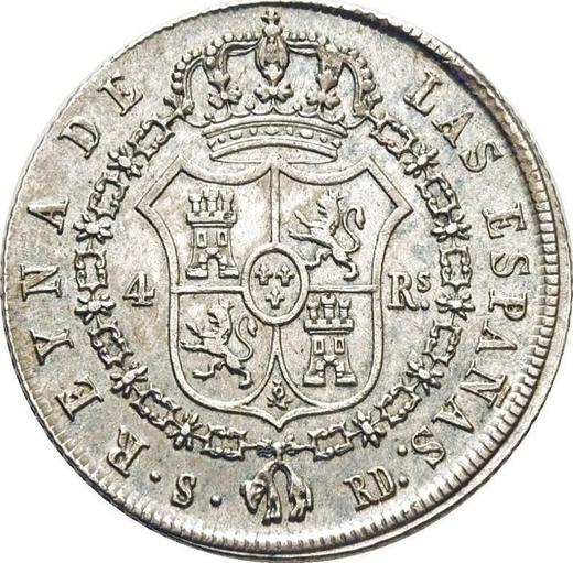 Реверс монеты - 4 реала 1840 года S RD - цена серебряной монеты - Испания, Изабелла II