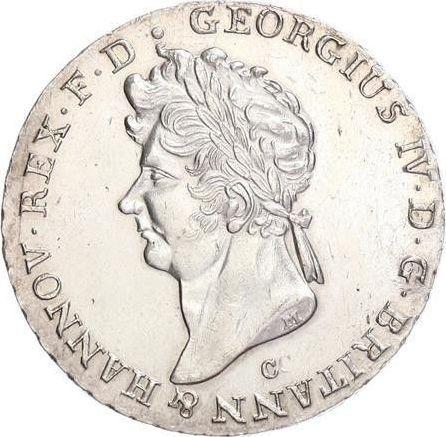 Аверс монеты - 2/3 талера 1829 года C - цена серебряной монеты - Ганновер, Георг IV